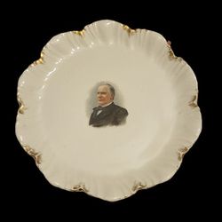 President William McKinley Vintage Canton China Semi Vitreous Gold Leaf Plate in ***MINT CONDITION*** 