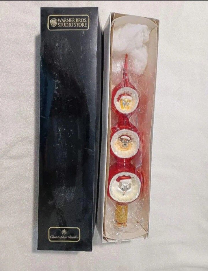 Vintage Looney tunes limited edition Christopher Radko trio Christmas tree topper