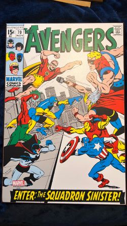 Retro Comicbook  Wooden Wall Art Avengers