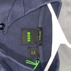 Hugo Boss Navy Blue Collared Shirt