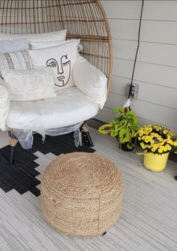 CB2 - Braided Natural Jute Pouf Large 30"