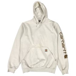 Carhartt Midweight Hoodie Mens Small S Beige Loose Fit Sweatshirt Pullover K288