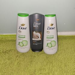 2 Dove Cucumber And Green Tea 20oz/1 Dove Men + Care 18oz Body Wash 