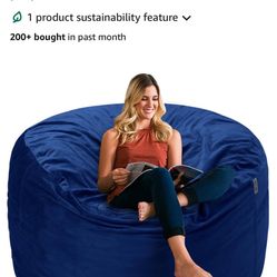 2 Blue Velvet Bean Bag Chairs. Small Size. Perfect For Kids