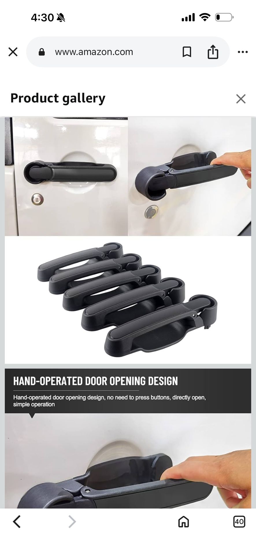 FURYENGRAVER Door Handles Kit & Tailgate Handle for 2007-2018 Jeep Wrangler JK JKU No Button Pressed Release 5Pcs