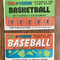 Vintage 1970’s Baseball And Basketball Invisible Ink Game Books. 