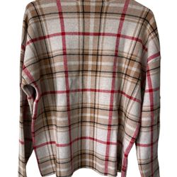 TAHARI Turtleneck Plaid Window Pane Sweater XL Viscose Blend Long Sleeve Stretch  Measurements are in the pictures.  Comes from a pet and smoke free h