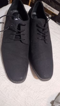 Black Suede Lace-Up Perry Ellis Dress Shoes