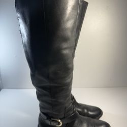 International Concepts Fadora  Women 6 1/2 Black Knee High Leather Boots  