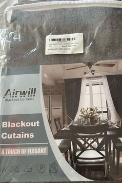 Airwill Blackout Curtains Gray Linen 52 x 84 in Grommet Top Modern Solid