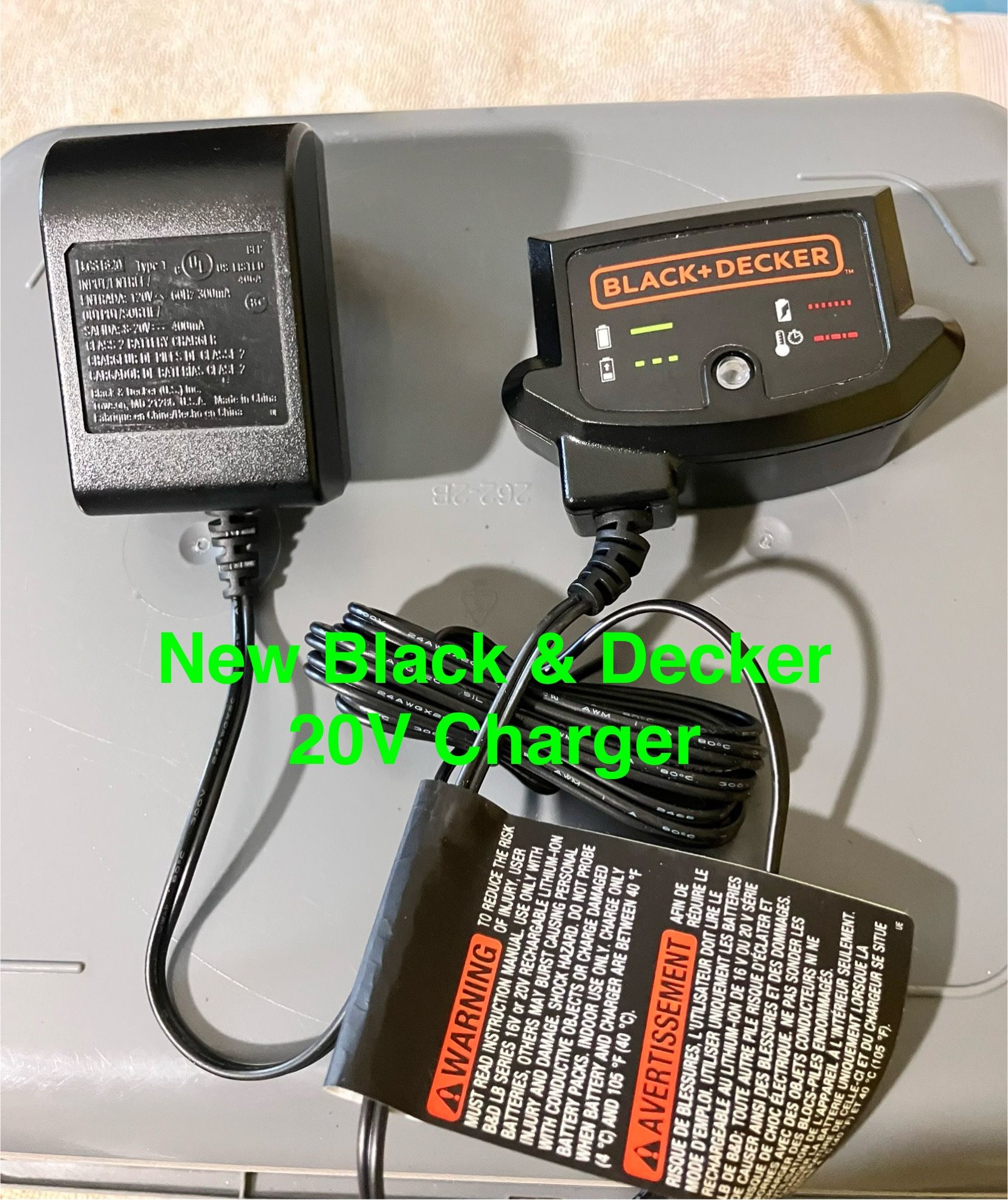 BLACK + DECKER 20V MAX Lithium Battery Charger Compatible 12V and 20V Battery