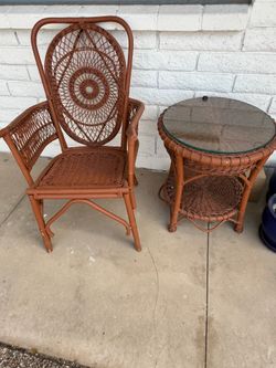 Wicker chair and Side Table