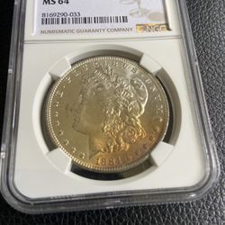 1884 O Morgan silver dollar MS64  