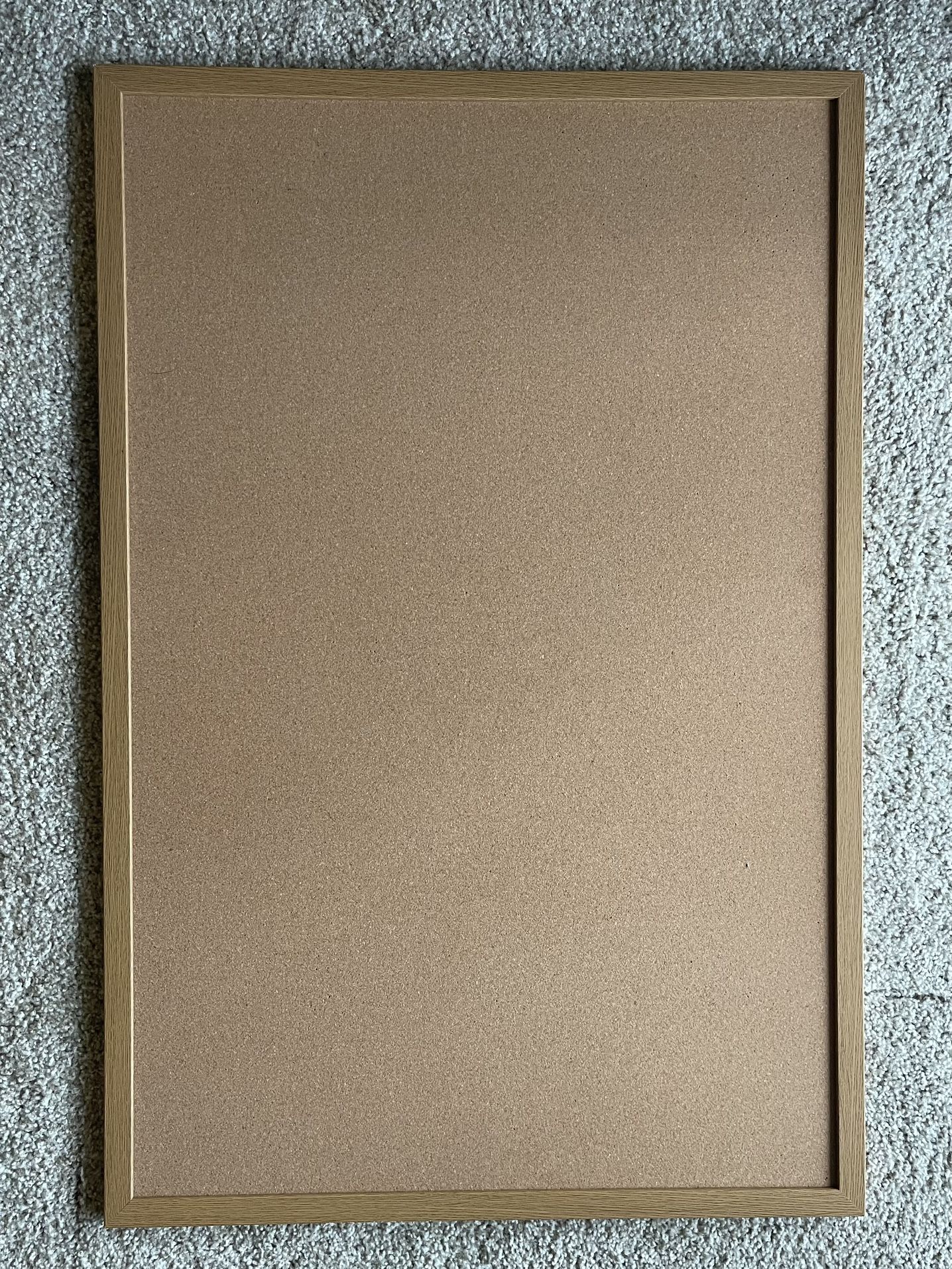 Cork Bulletin Board, Office Depot, 24" x 36", Wood Frame With Light Oak Finish with 100 Pins (Like New)