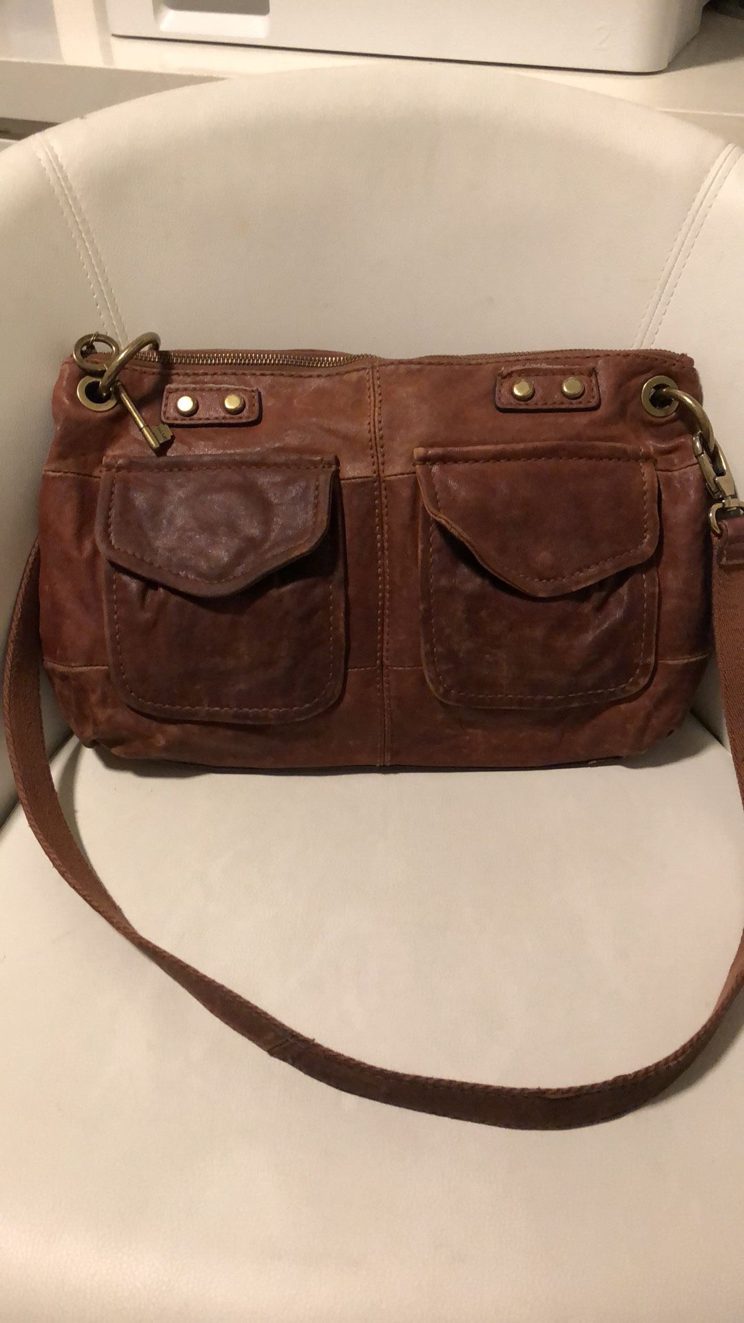 Fossil distressed leather crossbody bag