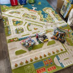 City Rug With Wooden Cars 