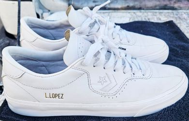 mens SZ 10 All White Leather Louie Lopez Converse