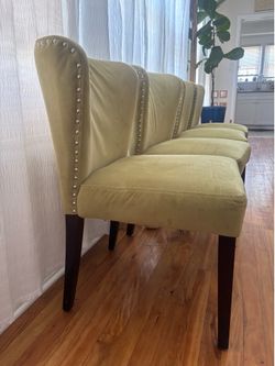 Set of 4 World Market Velvet Dining Chairs with Nailhead Trim