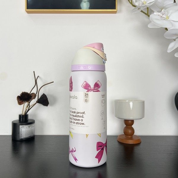 owala 24oz/32OZ Insulated Stainless Steel Water Bottle Double-Layer Kettle With Straw Vacuum Flasks For Sports Travel