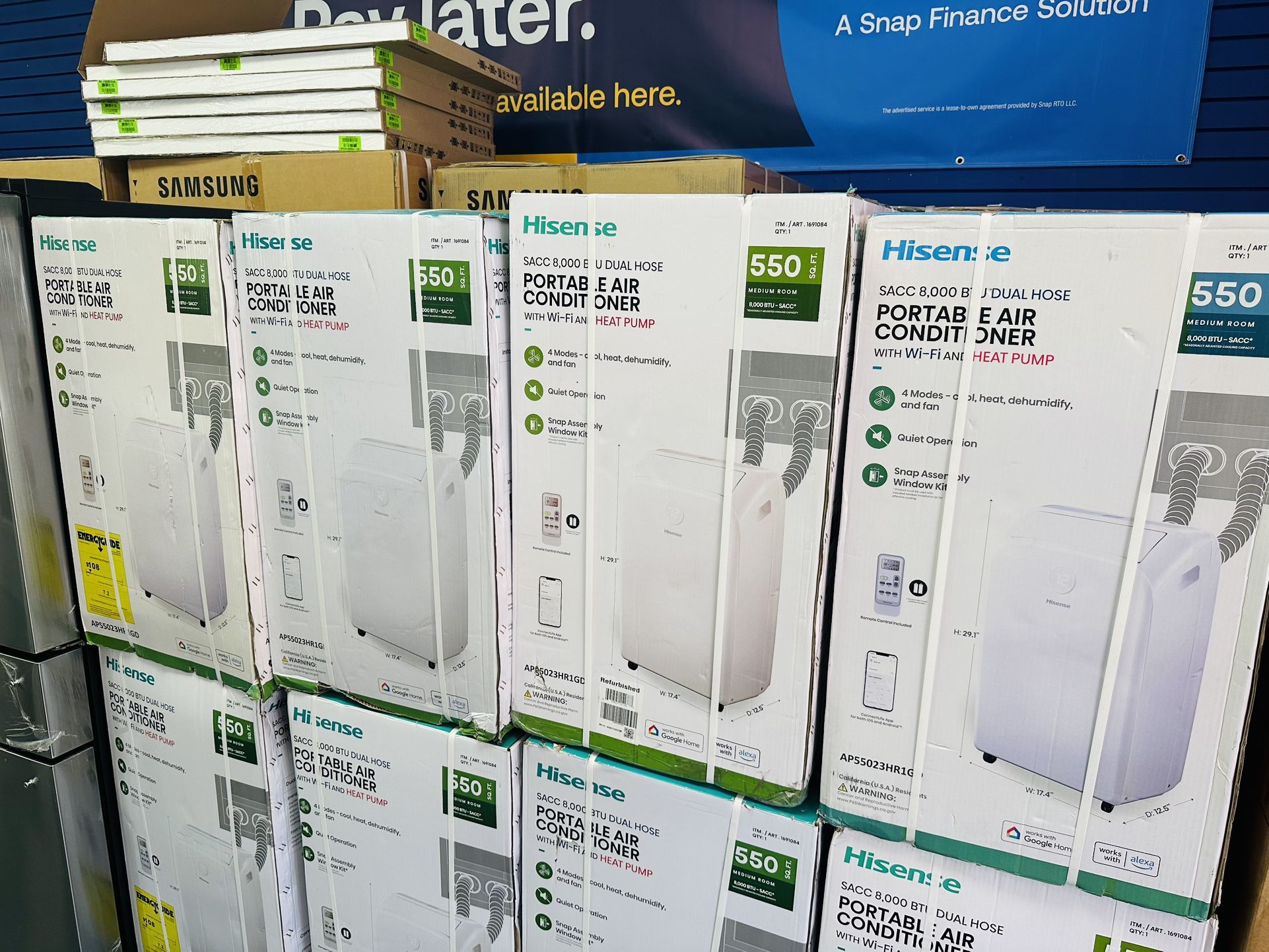 Hisense Portable AC 550SQ 8000BTU Dual Hoses 4 Modes