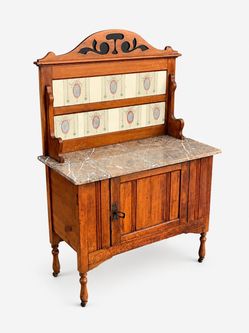 English Antique Marble Top Console Entry Cabinet, c.1920’s - Delivery Available