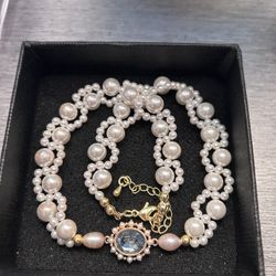 100%hand-made Pearl Necklace Choker