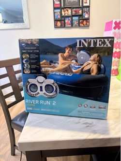 River Run 2 Inflatable 2 Person Floating Lounge with Built-in Cooler