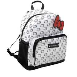 Sanrio Hello Kitty 10" Mini Backpack w/ Red Bow - Black/White
