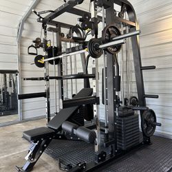 Smith Machine 300 | Adjustable Bench | 245lb Cast Iron Olympic Weights | 7ft Olympic Bar | Fitness | Gym Equipment | FREE DELIVERY/INSTALLTION 🚚 