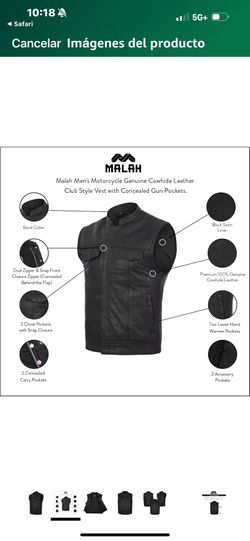 MALAH MENS Motorcycle Gun Pockets 2XL