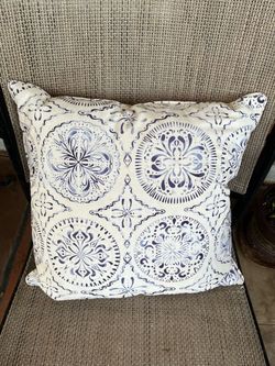 Blue and White Pillow