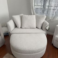 Accent Chair With Storage Ottoman 