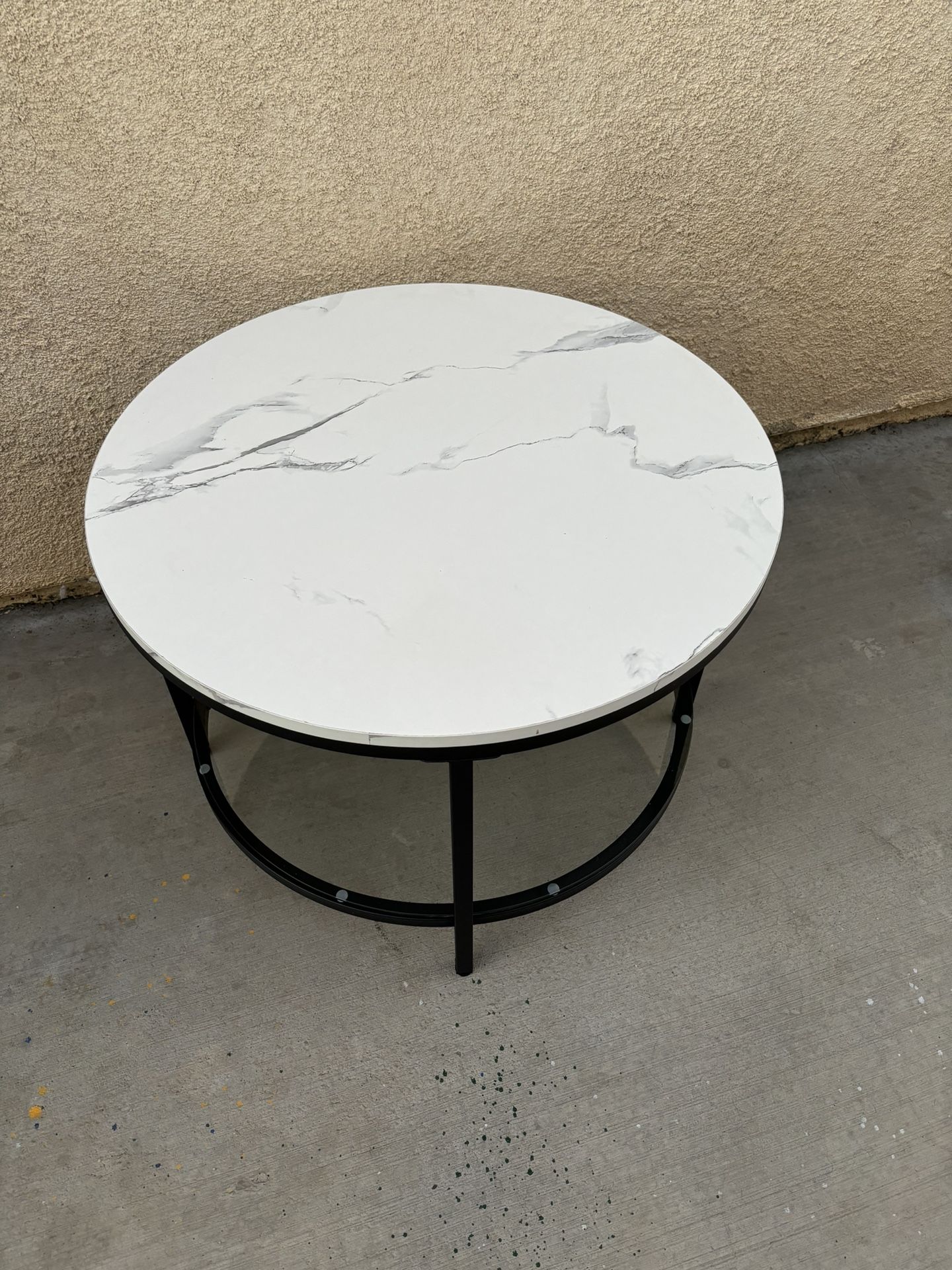 Marble Coffee Table with Black Frame