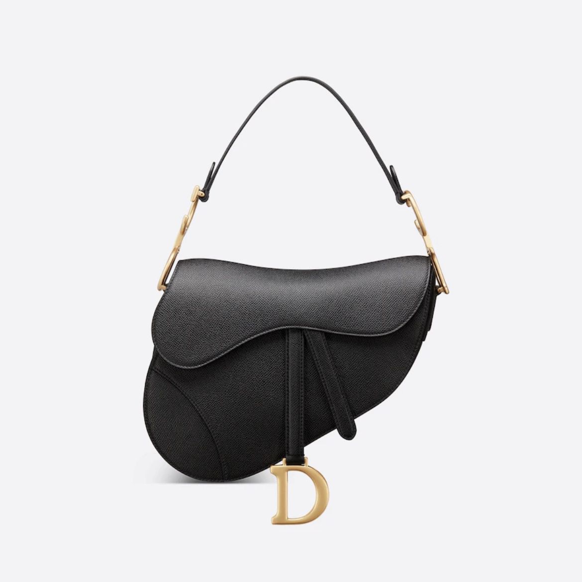 Dior Saddle Bag Black Grained Calfskin w/ Shoulder strap
