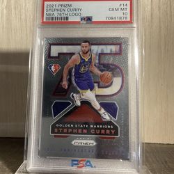 2021 Prizm Stephen Curry #14 75th Anniversary Edition NBA Logo PSA 10 M