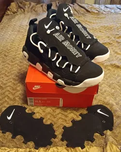 NIKE AIR MORE MONEY US MEN SZ 10.5 AJ2998-001 BLACK/WHITE-BLACK Eddie Jones