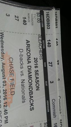 10 DiamondBacks vs Nationals tickets
