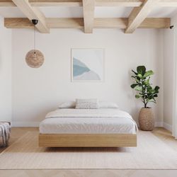 Full Bed Frame Oak Modern Style