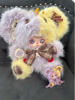 Mocici Adventure Doll Series 800% Plush Yellow Lavender bear with 2 Set Of Eyes