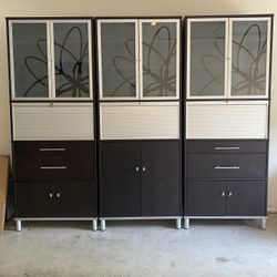 IKA Bestar Office Furniture with Frosted Glass Doors Hutch $275 each or$650 all three 