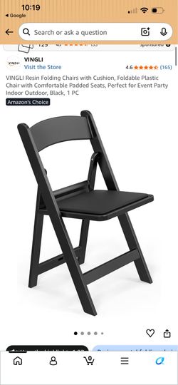 VINGLI Resin Folding Chairs with Cushion, Foldable Plastic Chair with Comfortable Padded Seats