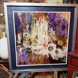 Signed By The Artist Abstract Acrylic In Glass 43 X 43
