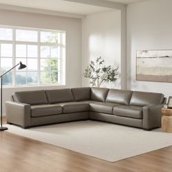 Tayler Leather Sectional, Brown