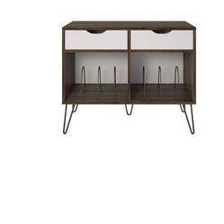 Console table oak w/ gray 2 drawers