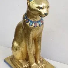 Gold Painted Terracotta Cat 