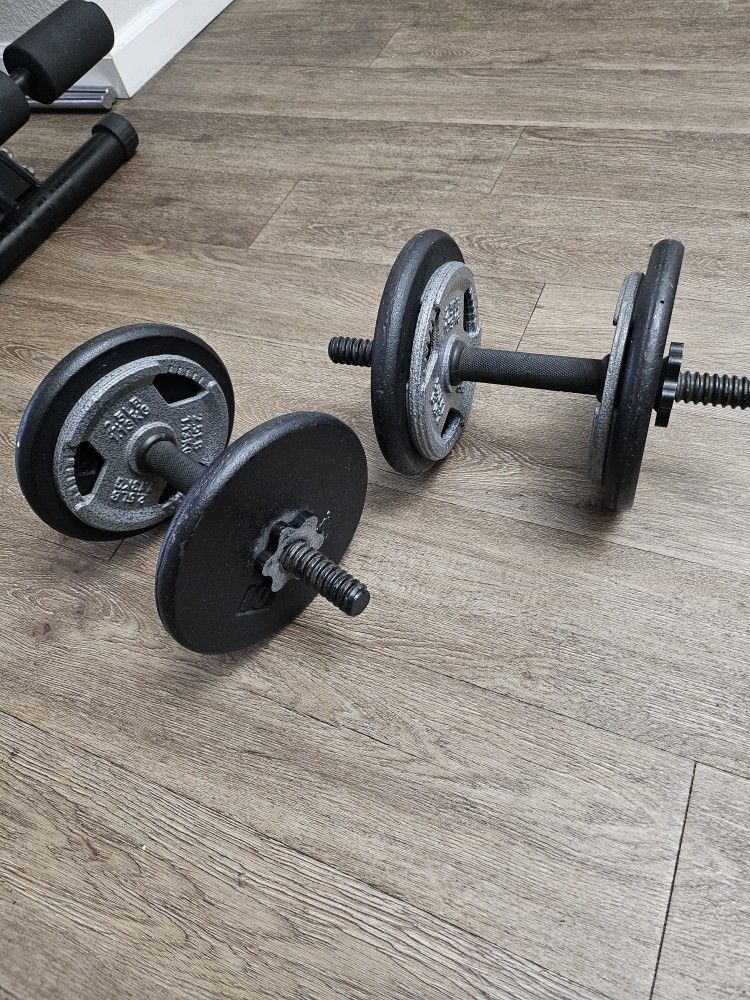 Adjustable Weight Dumbbell Set (Four 10 Lb Plates + Four 2.5 Lb Plates)