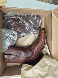 Brown Ostrich Leather Boots
