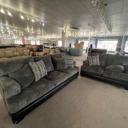 Millingar Smoke Living Room Set & Sofa And Loveseat 