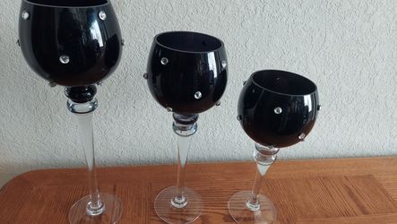 3 Tall Stemmed Hurricane Glass set