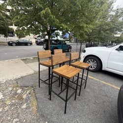 🔥 DEAL: 4 Bar-Height Stools – Wood + Metal | $75 Delivered in CLT 